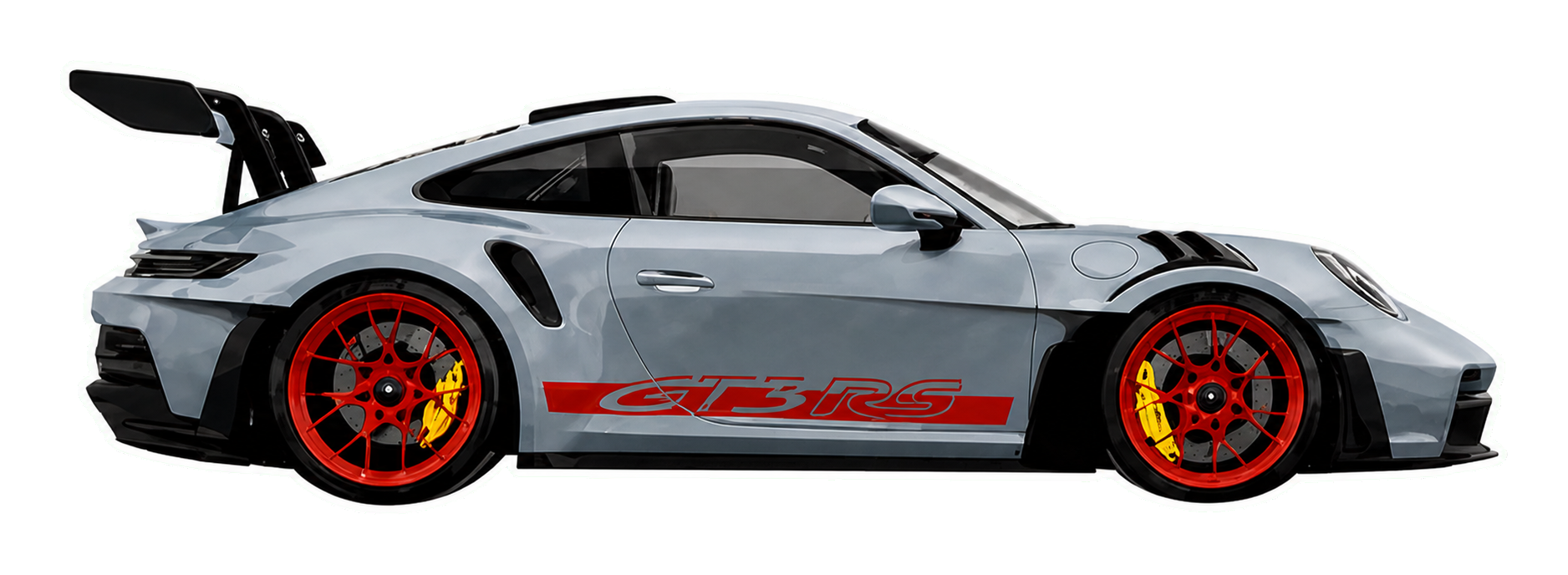Silver Porsche GT3 RS sticker
